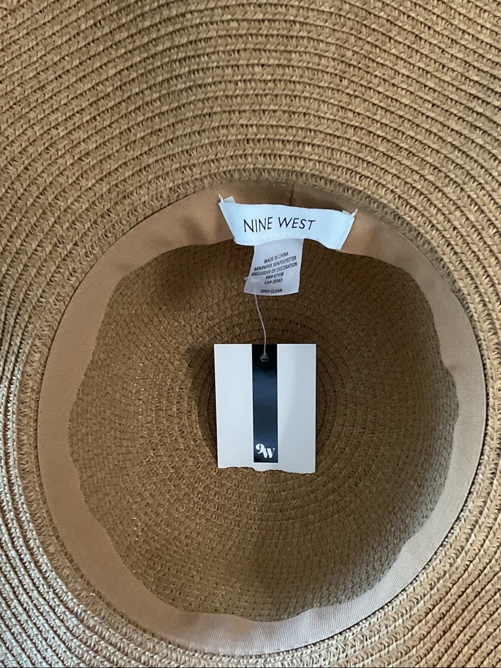Nine West Straw Floppy Hat with Hot Pink Band